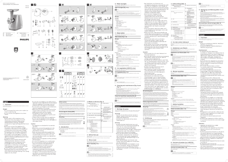 Page 1 de la notice Manuel utilisateur Philips Viva Collection HR2722