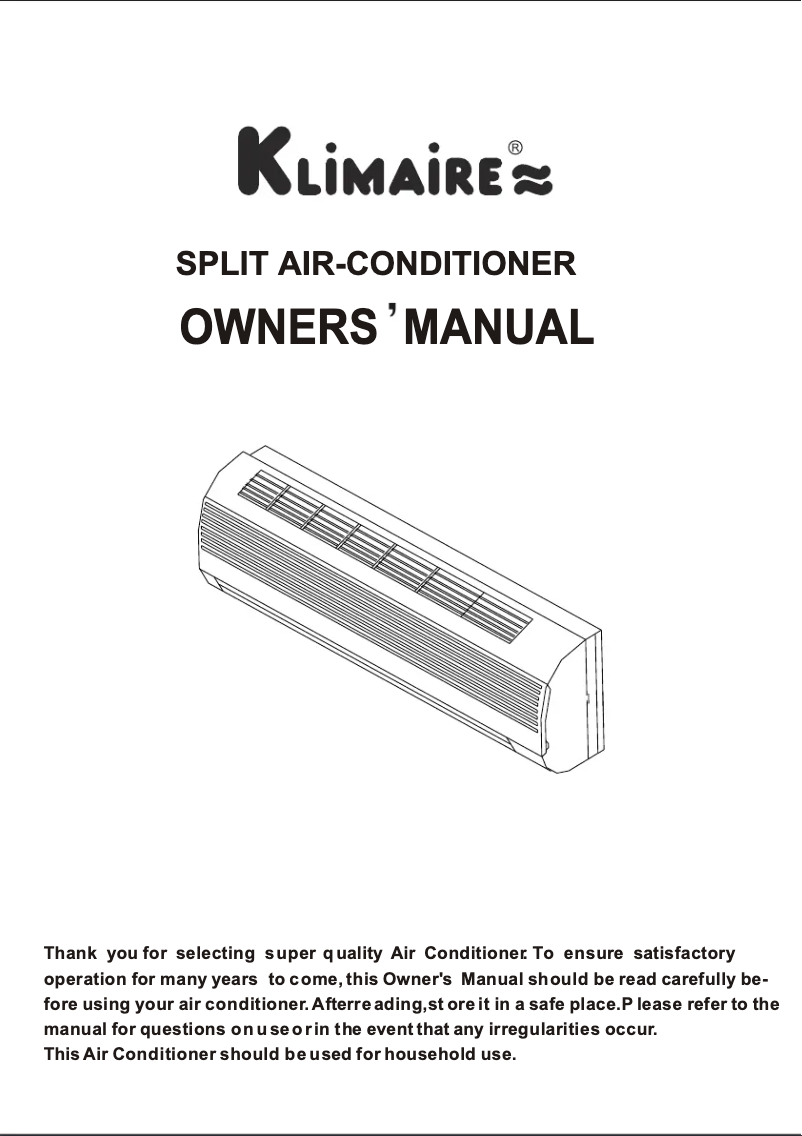 Página 1 del manual Manual de usuario Klimaire KSWT018-C213