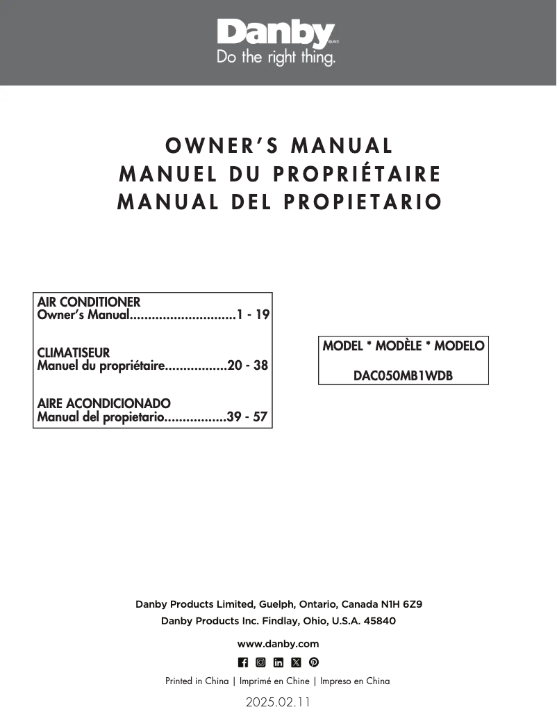 Image de la première page du manuel de l'appareil DAC050MB1WDB