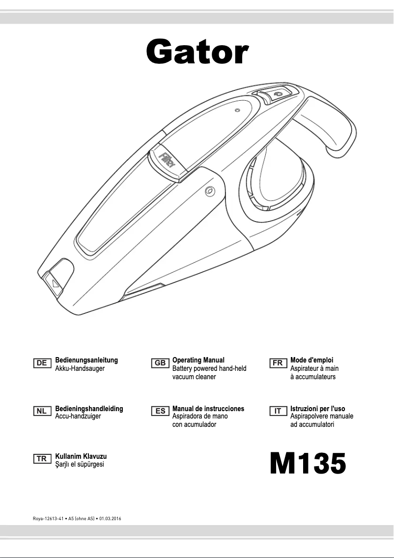 Page n°1 - Manuel utilisateur Dirt Devil Gator M135