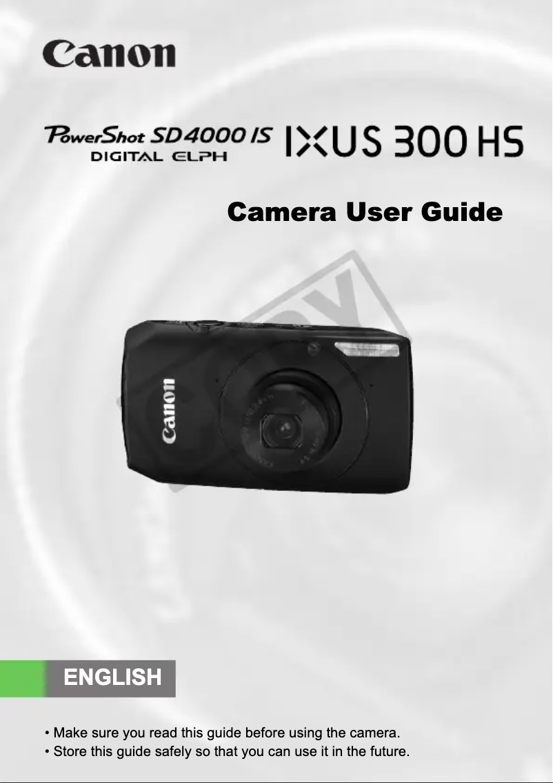 Page 1 de la notice Manuel utilisateur Canon PowerShot SD4000 IS