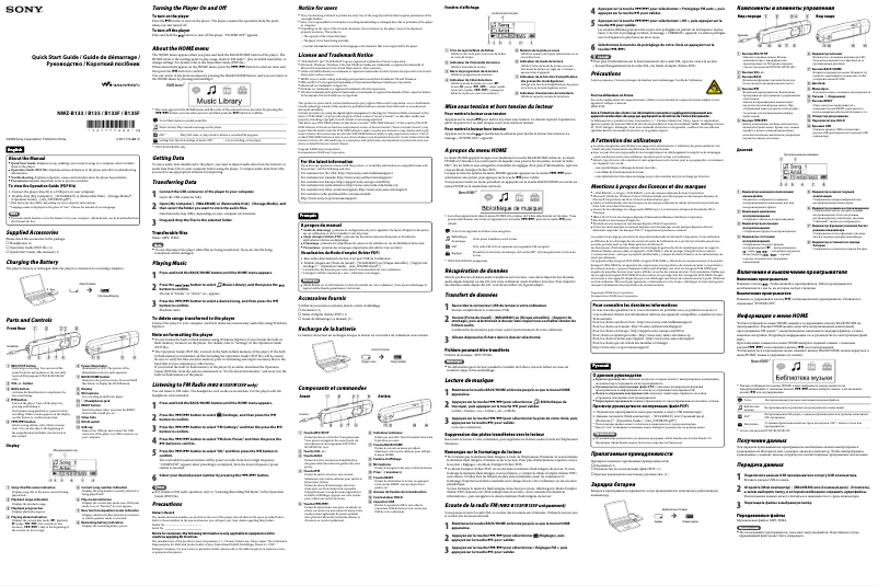 Image de la première page du manuel de l'appareil NWZ-B135F