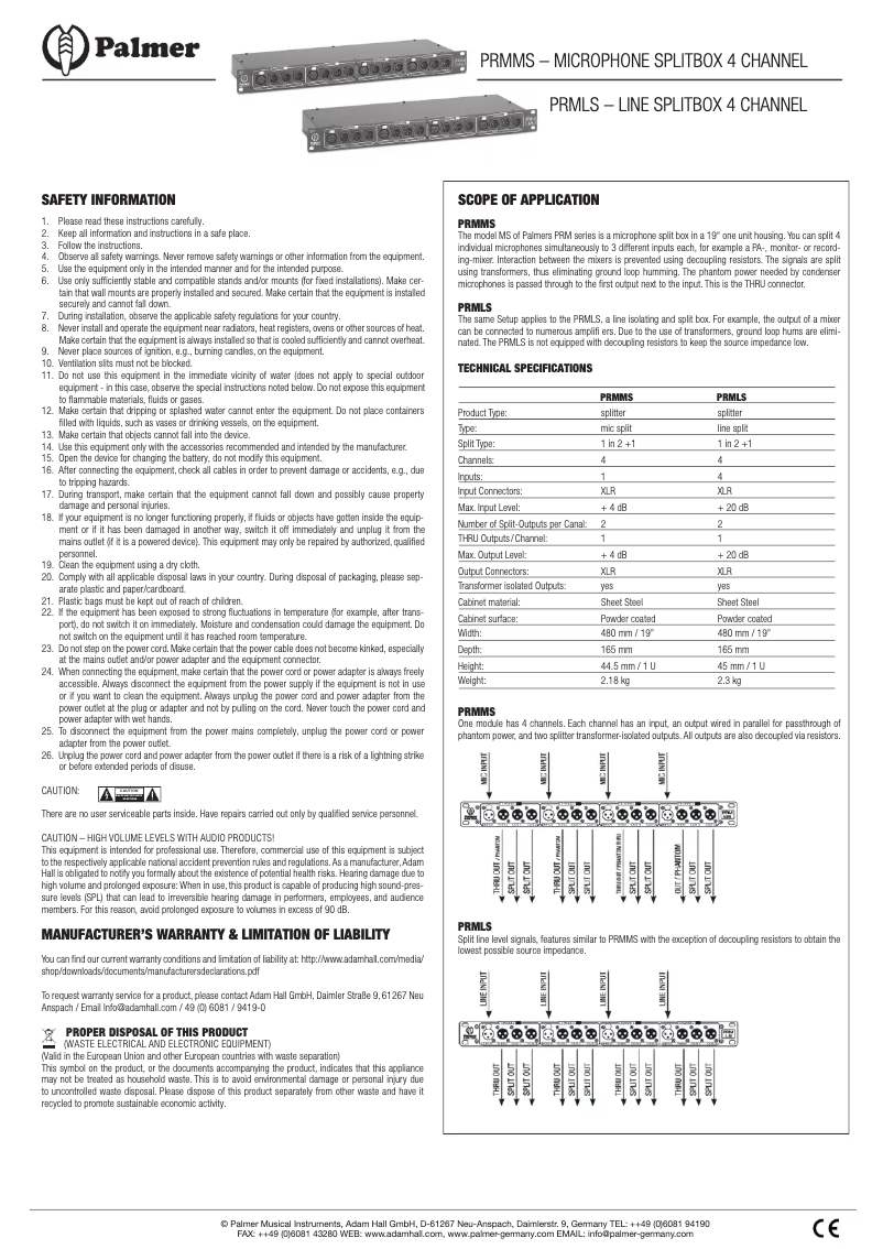 Image de la première page du manuel de l'appareil PRMLS