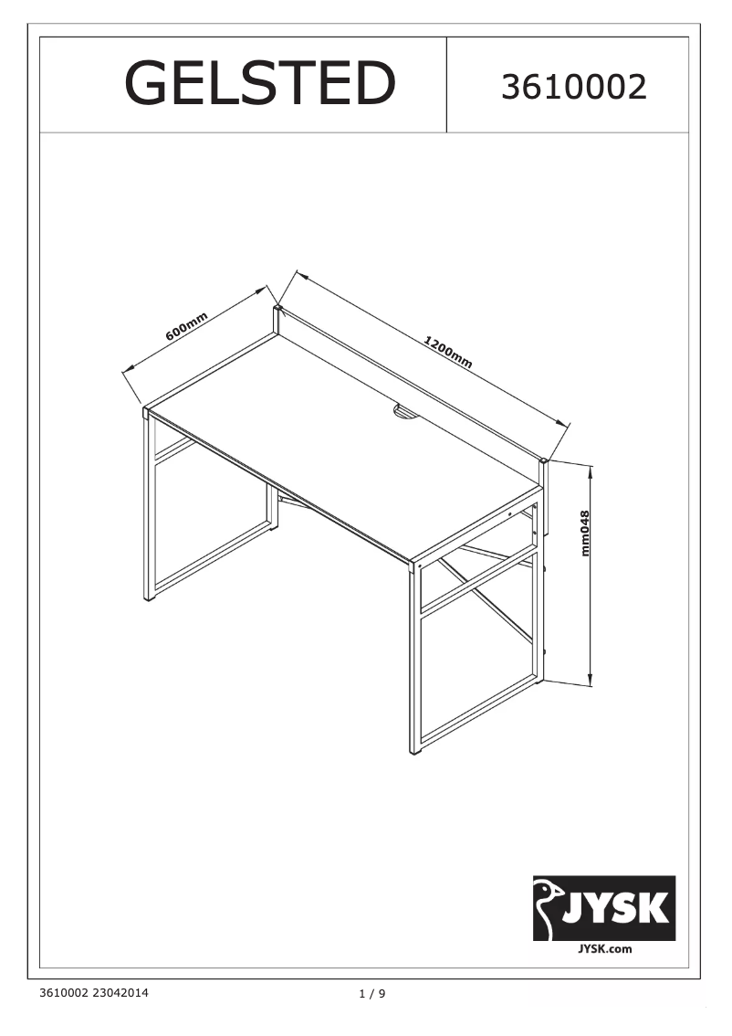 Page n°1 - Manuel utilisateur JYSK Gelsted (120x84x60)