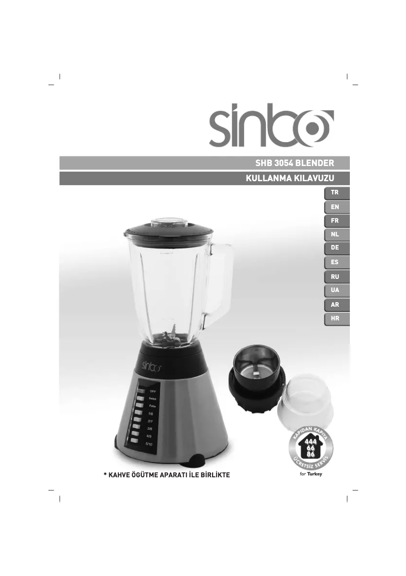 Page n°1 - Manuel utilisateur Sinbo SHB 2054