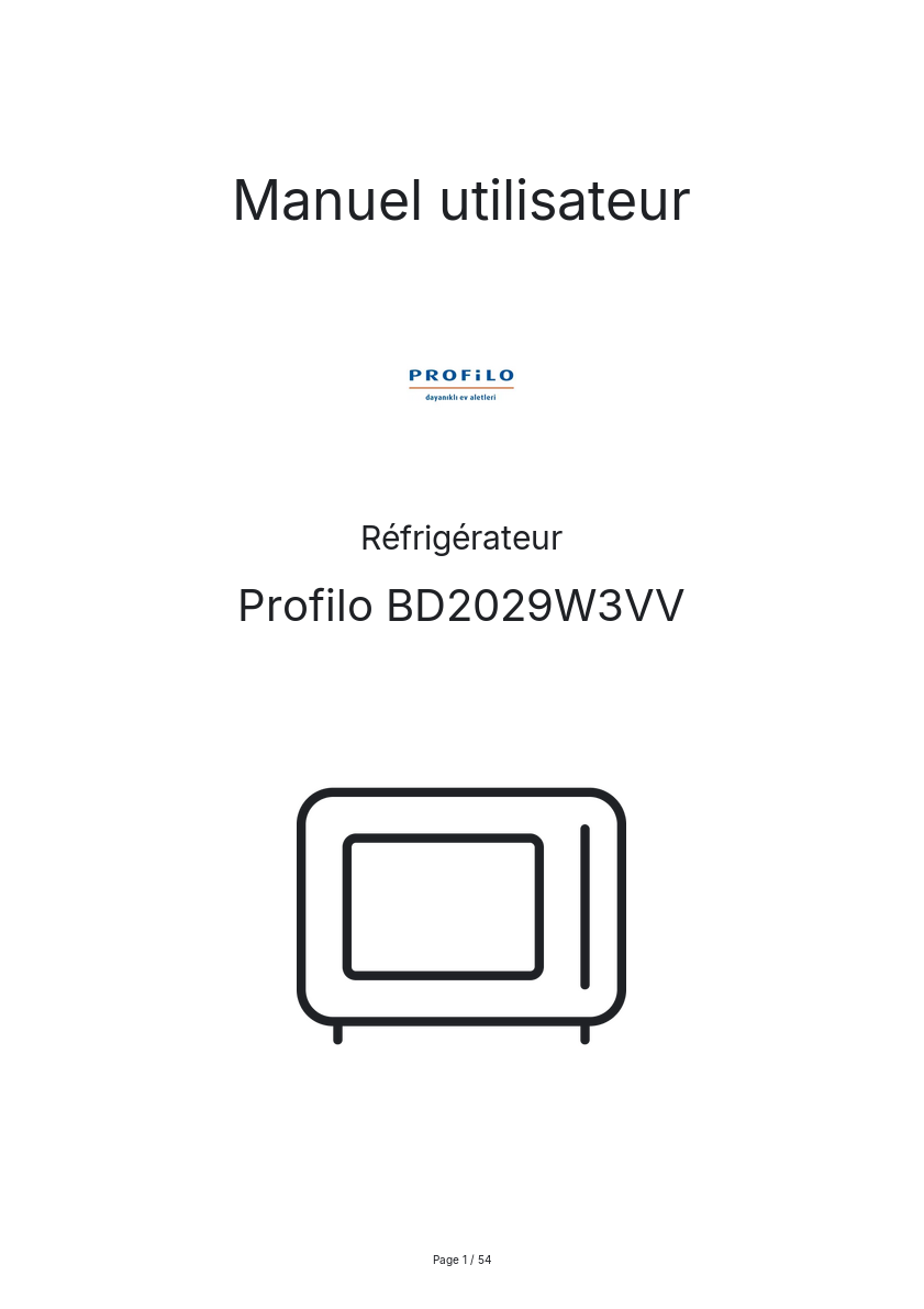 Page n°1 - Manuel utilisateur Profilo BD2029W3VV
