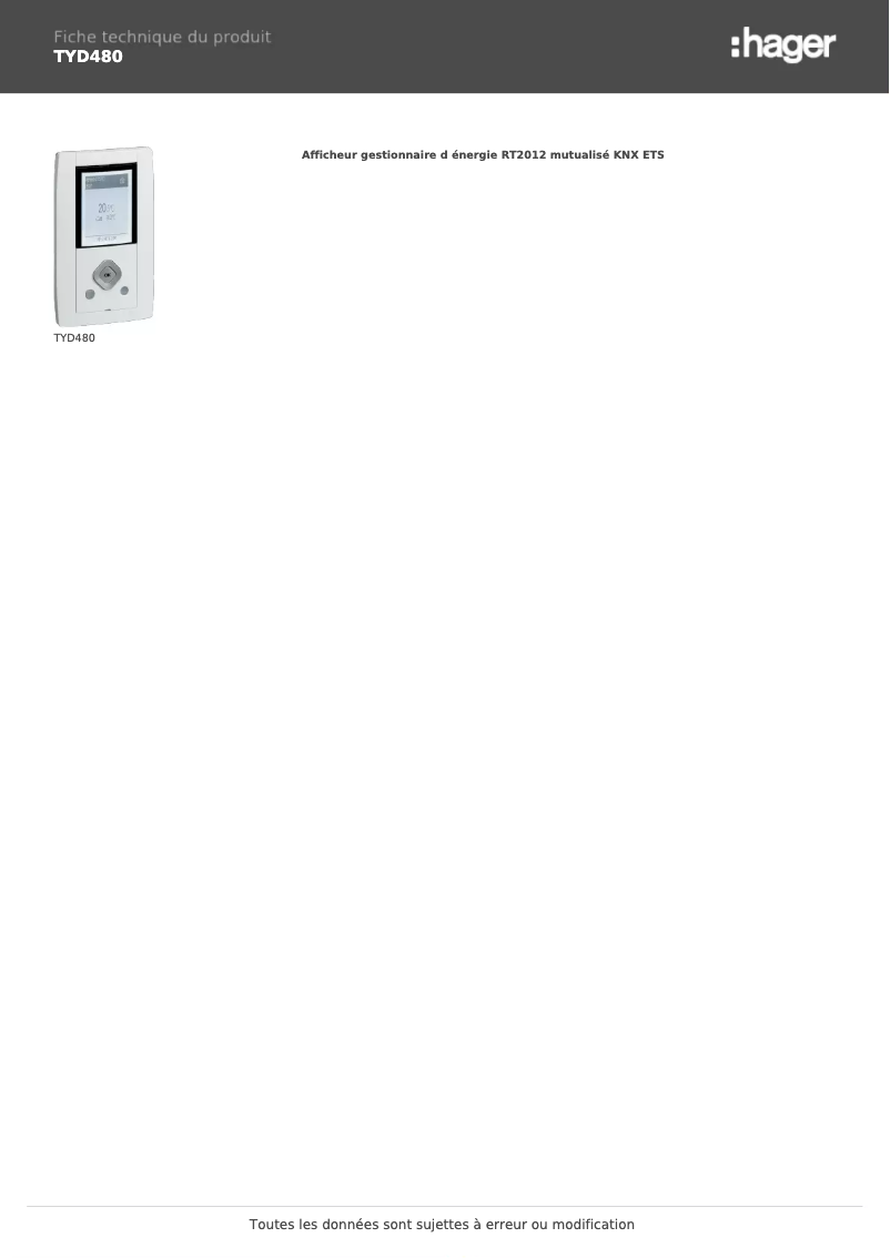 Image de la première page du manuel de l'appareil TYD480