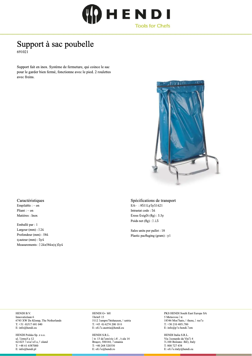 Page 1 de la notice Manuel utilisateur Hendi 691021