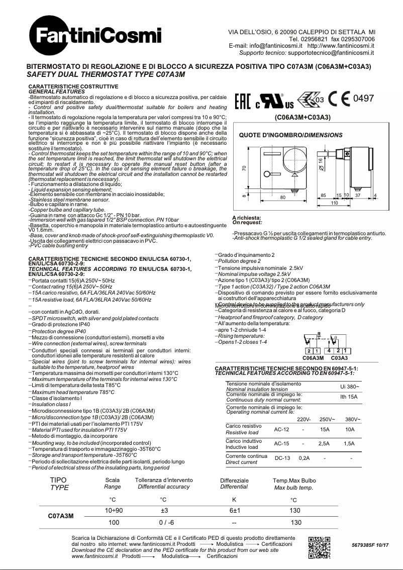 Page 1 de la notice Manuel utilisateur Fantini Cosmi C07