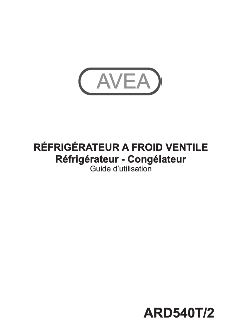 Page n°1 - Manuel utilisateur AVEA ARD540T/2