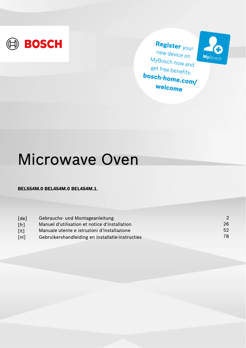 First page image of the manual for BEL554MB0