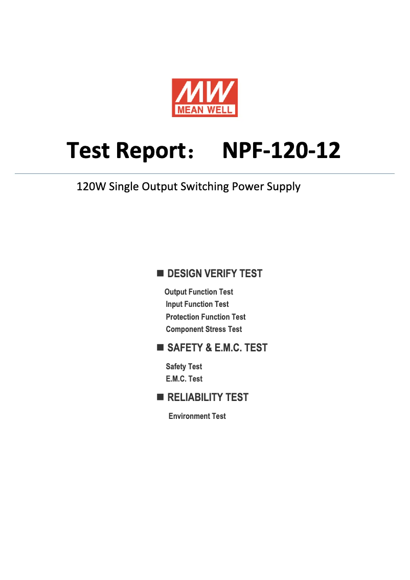Page n°1 - Fiche technique Mean Well NPF-120-12