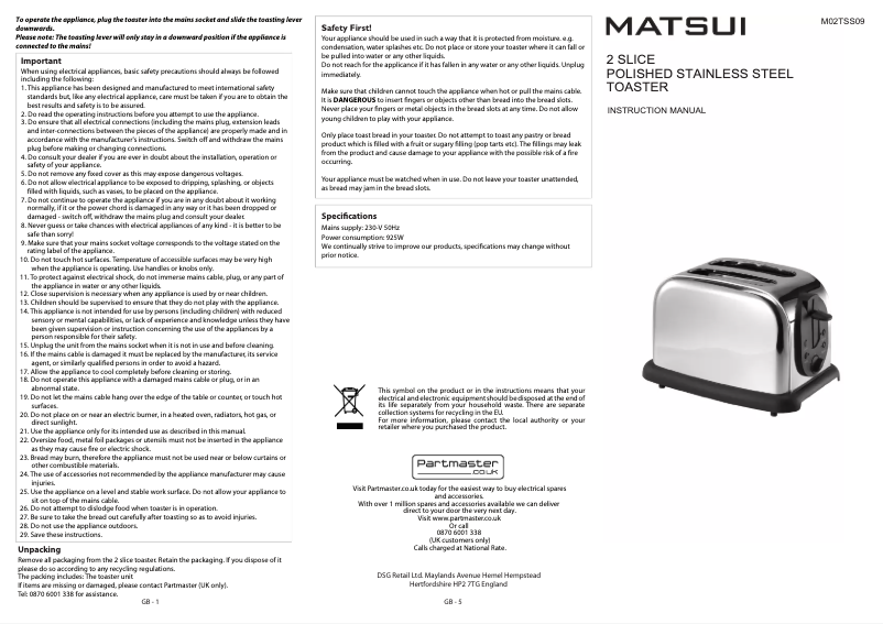 Imagen de la primera página del manual del dispositivo M02TSS09