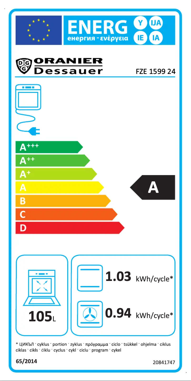 Page 1 de la notice Manuel utilisateur Oranier FZE 1599
