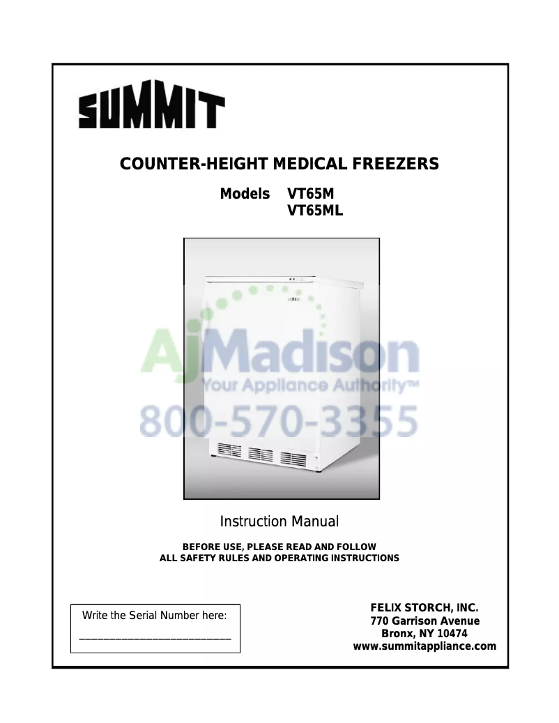Page n°1 - Manuel utilisateur Accucold VT65MLBI