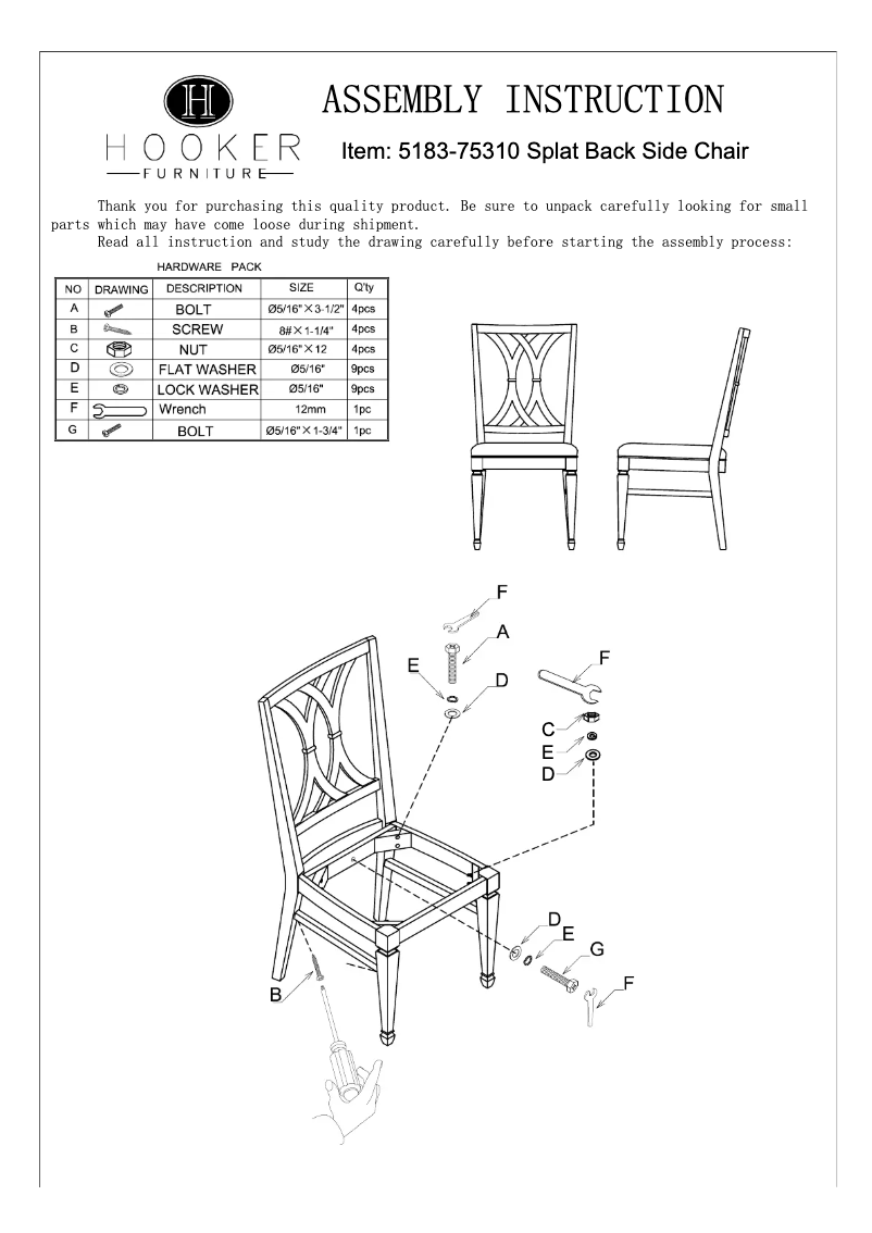 Page n°1 - Manuel utilisateur Hooker 5183-75400