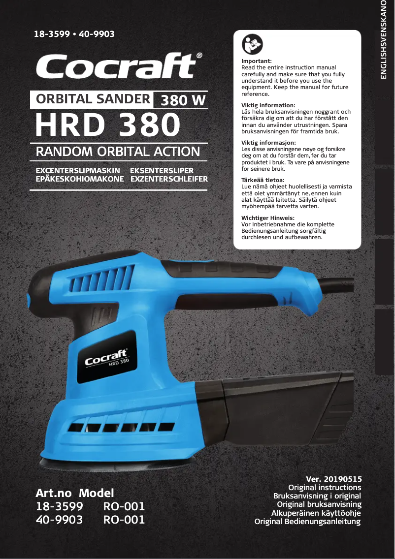 Image de la première page du manuel de l'appareil HRD 380