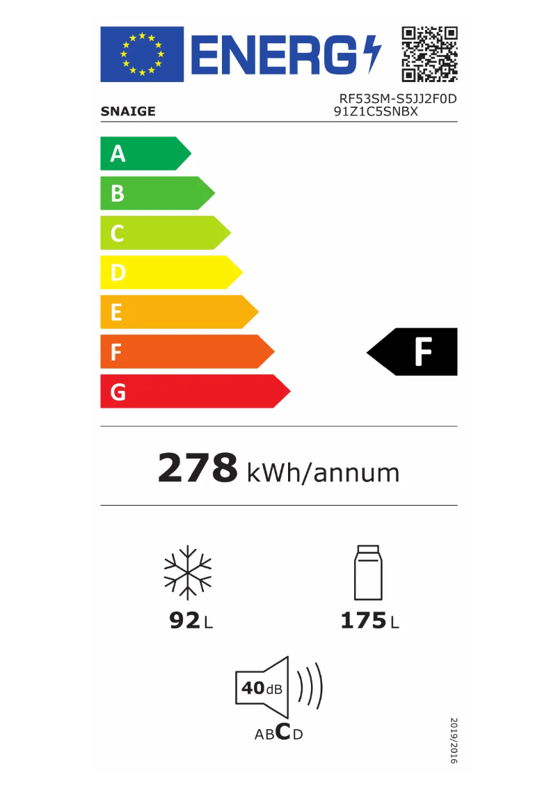 Page n°1 - Label énergétique Snaigė Fresh INN RF53SM-S5JJ2F0