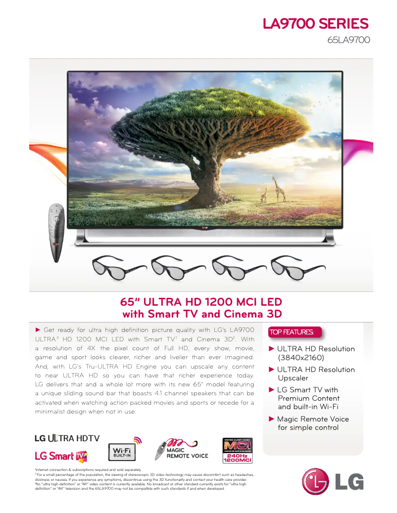 Page n°1 - Fiche technique LG 65LA9700