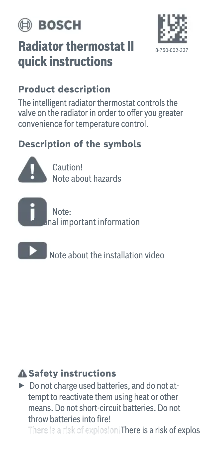 Página 1 del manual Manual de usuario Bosch Radiator thermostat II