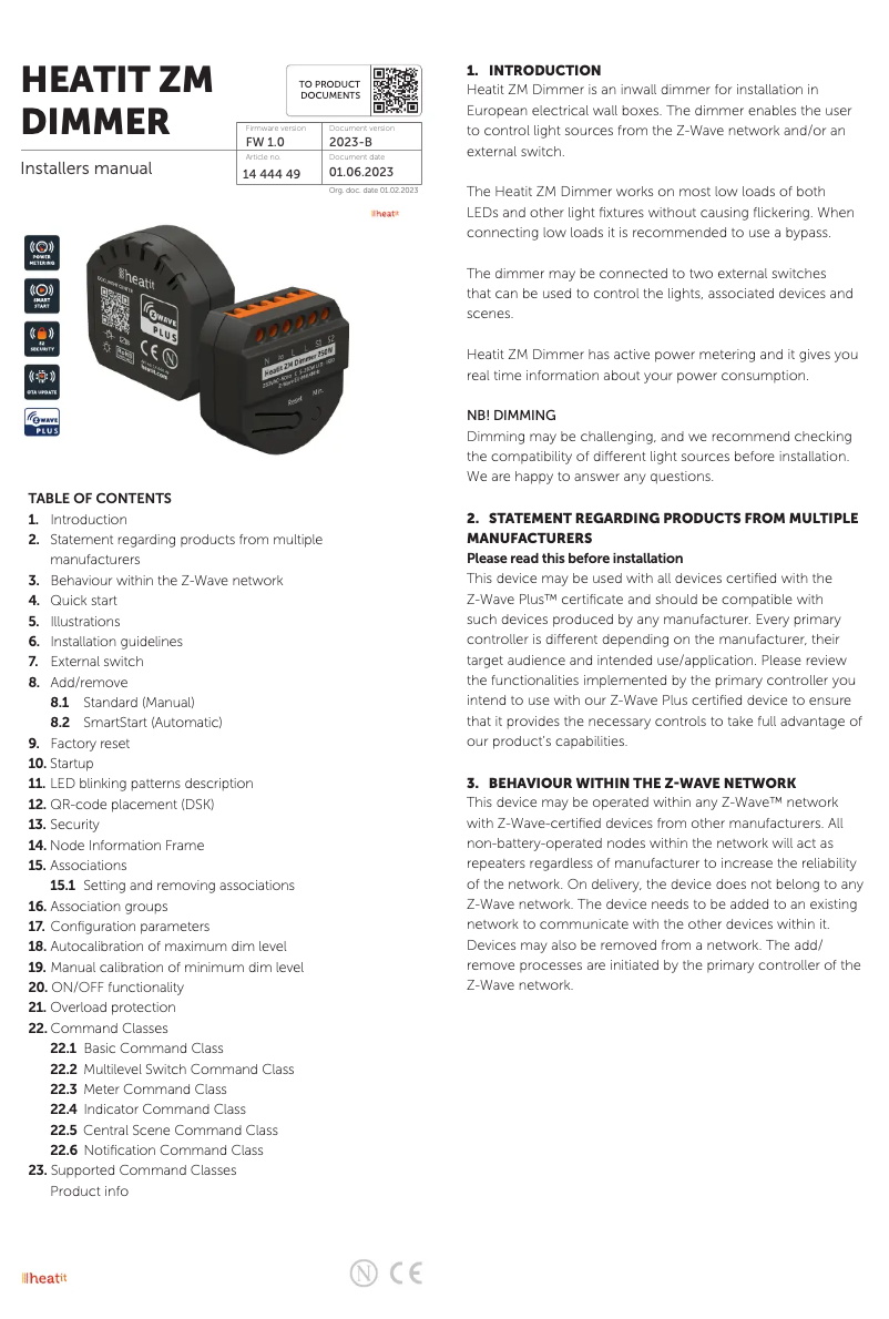 Page n°1 - Manuel utilisateur Heatit ZM