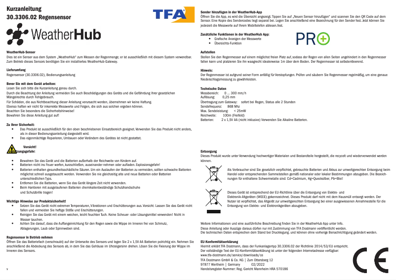 Image de la première page du manuel de l'appareil WeatherHub 30.3306.02