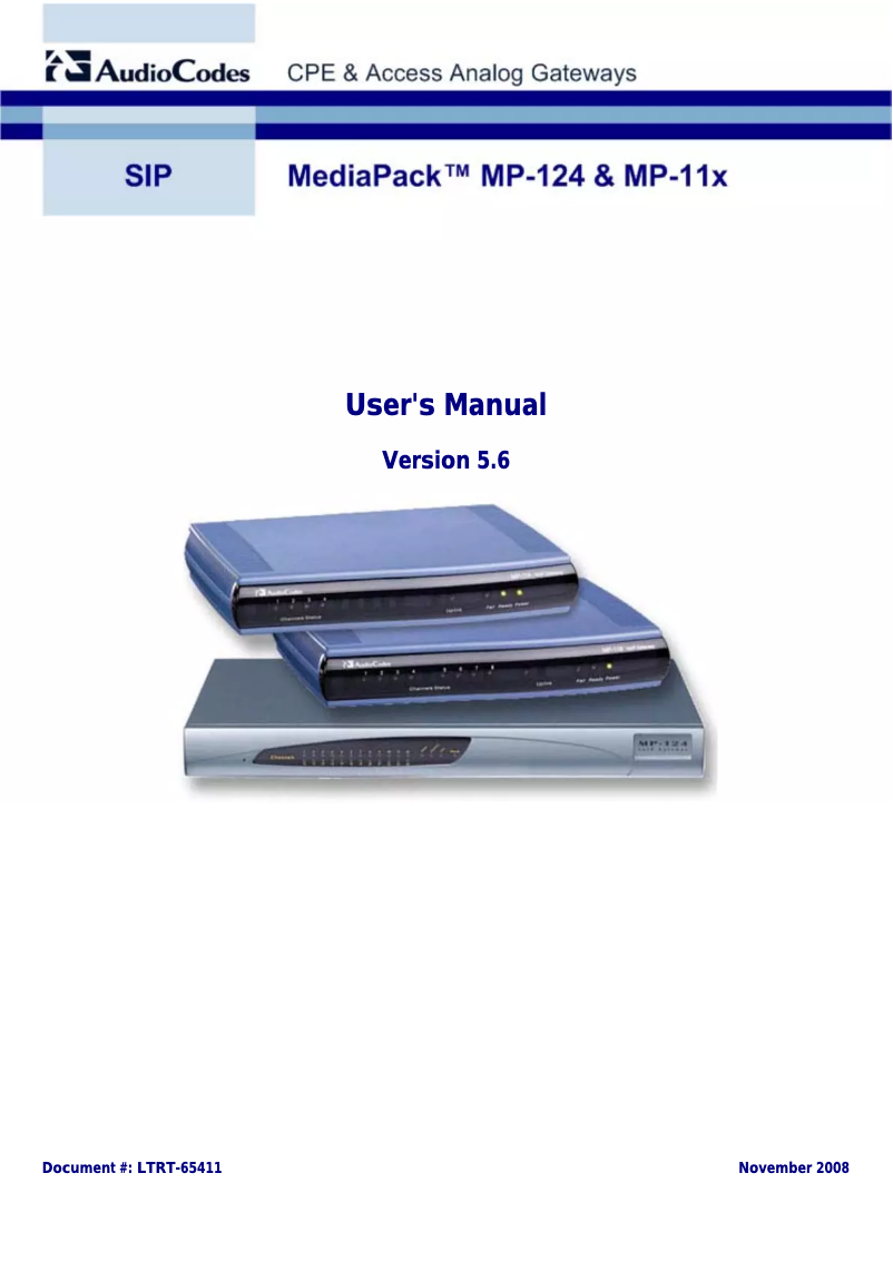 Page n°1 - Manuel utilisateur Audiocodes MediaPack 112