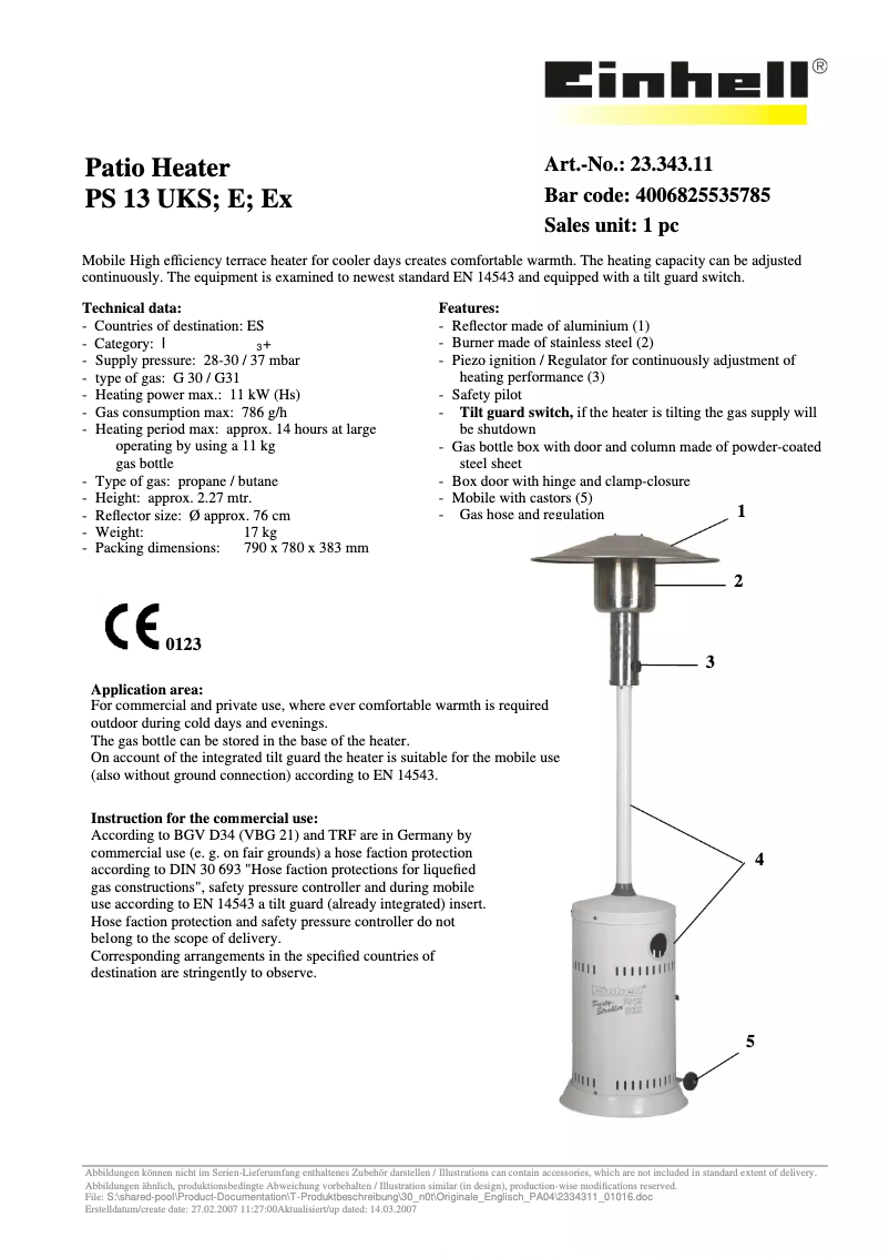 Page 1 de la notice Manuel utilisateur Einhell PS 13 UKS