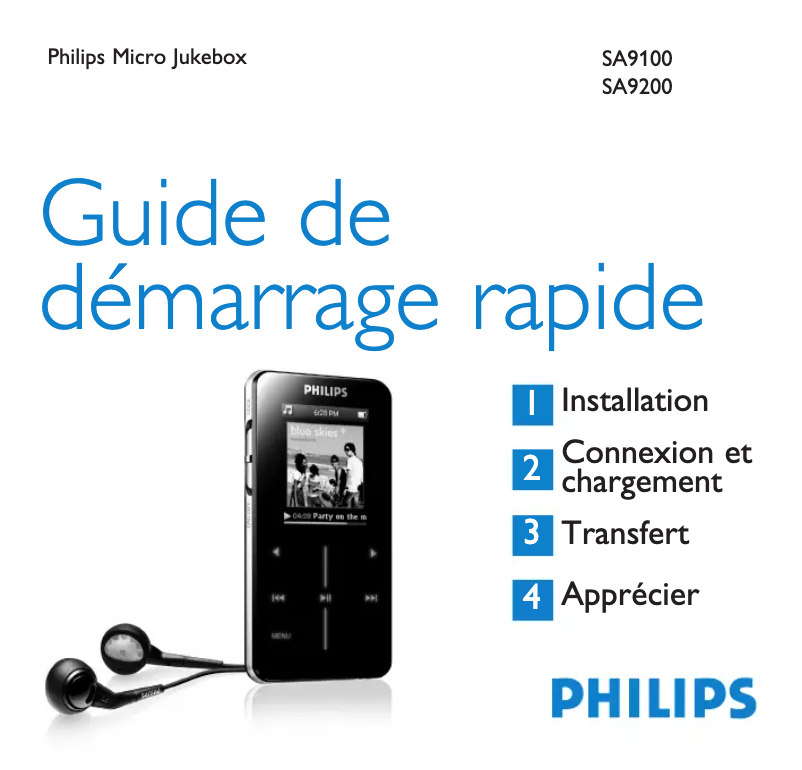 Page n°1 - Guide de démarrage rapide Philips GoGear SA9100