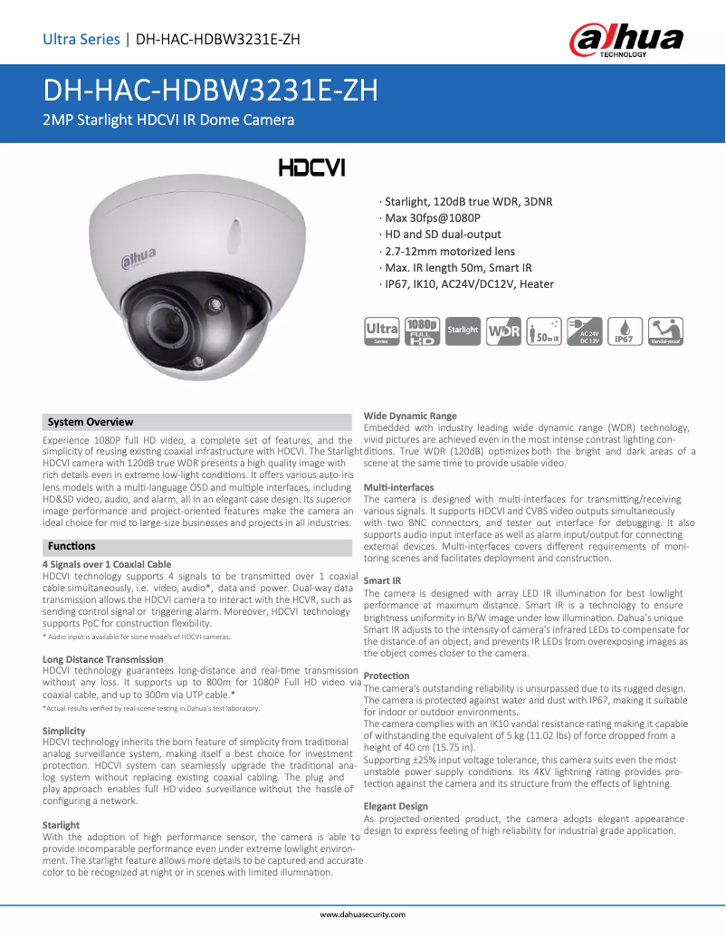 Página 1 del manual Ficha técnica Dahua Technology HAC-HDBW3231E-ZH