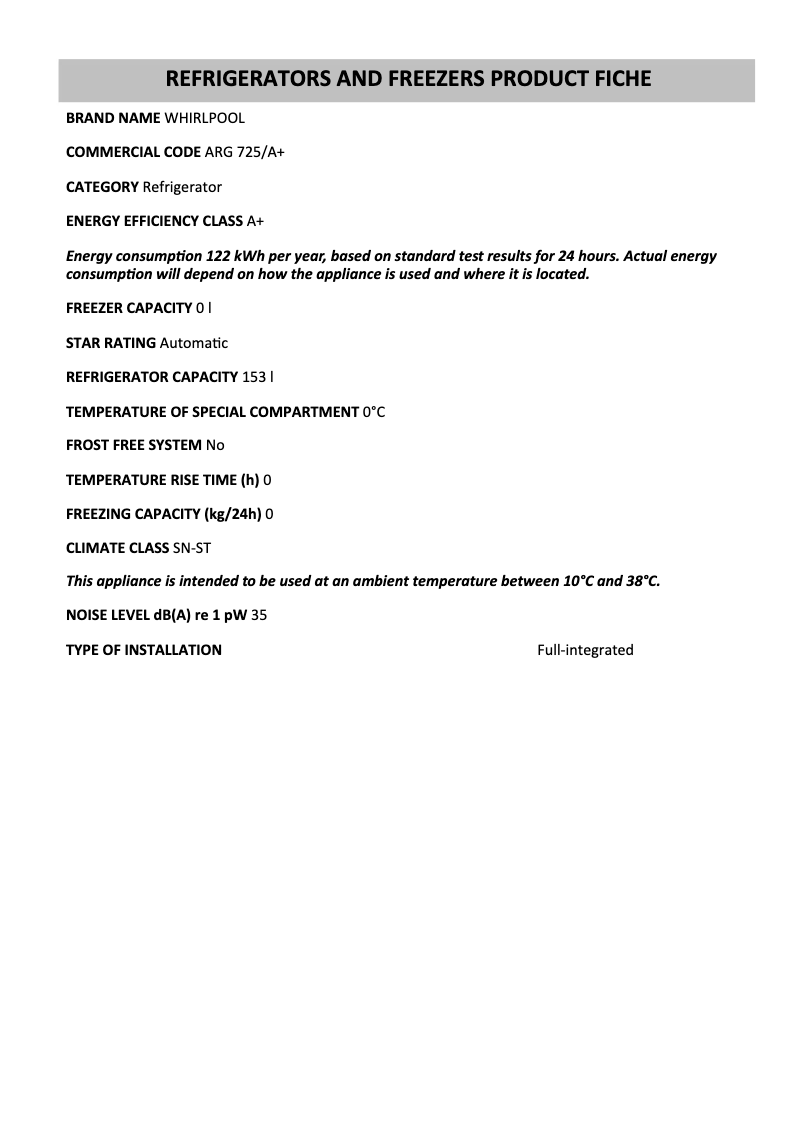 Image de la première page du manuel de l'appareil ARG 725/A+