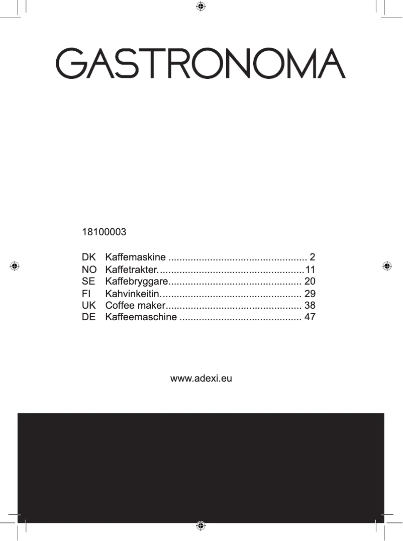 Imagen de la primera página del manual del dispositivo 18100003