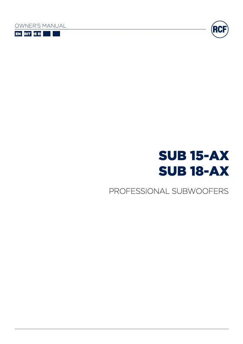 Page 1 de la notice Manuel utilisateur RCF SUB 15-AX