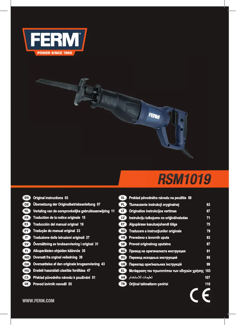 Page n°1 - Manuel utilisateur Ferm RSM1019