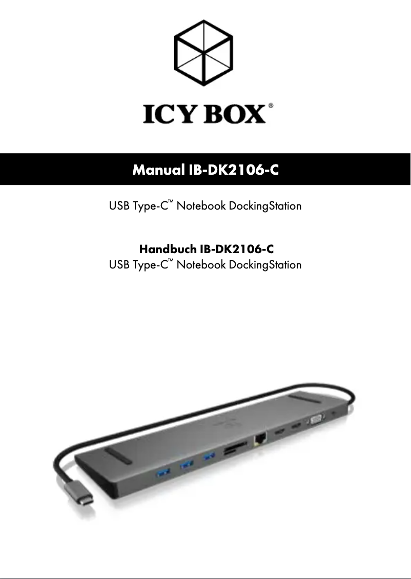 Page 1 de la notice Manuel utilisateur Icy Box IB-DK2106-C