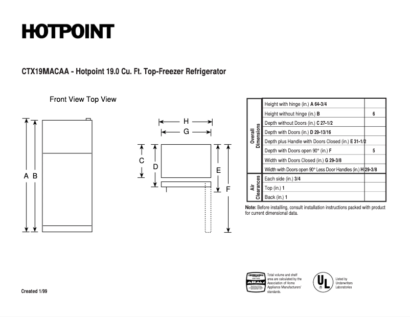 Image de la première page du manuel de l'appareil CTX19MACAA