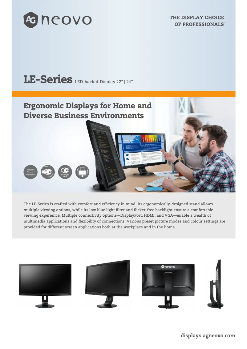 Page 1 de la notice Fiche technique AG Neovo LE-24E