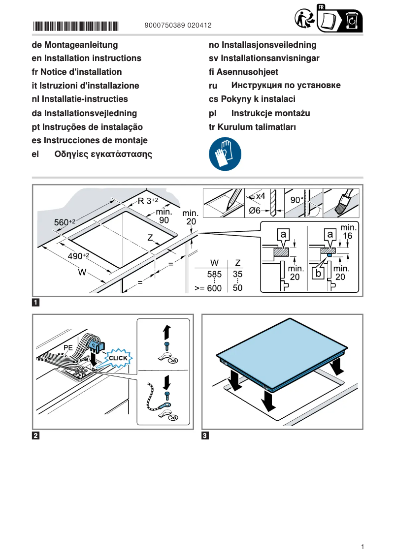 Page n°1 - Instructions / montage Junker JE36DH54
