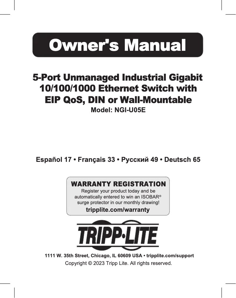 Page n°1 - Manuel utilisateur Tripp Lite NGI-U05E