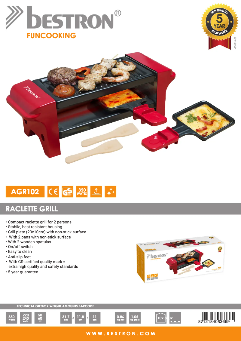 Page 1 de la notice Fiche technique Bestron AGR102