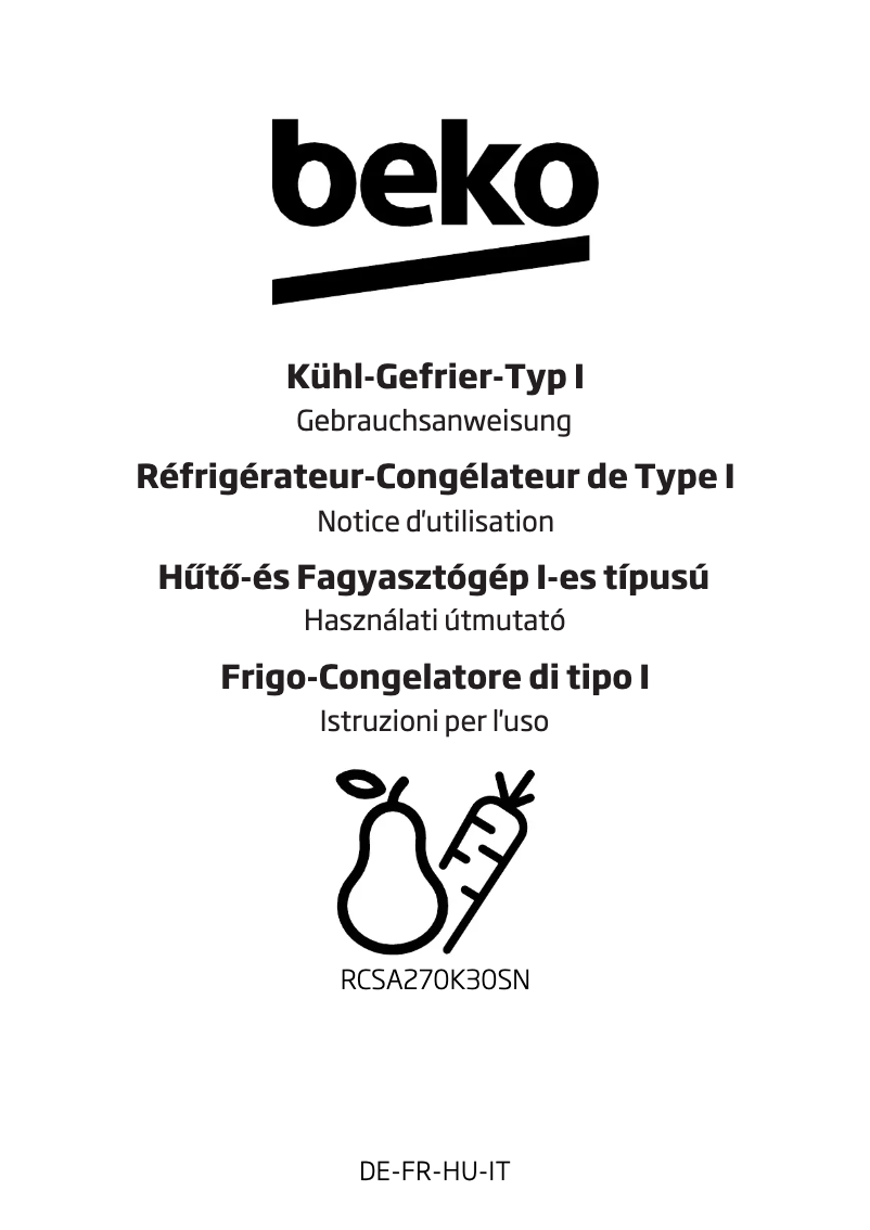 Page n°1 - Manuel utilisateur Beko RCSA270K30SN