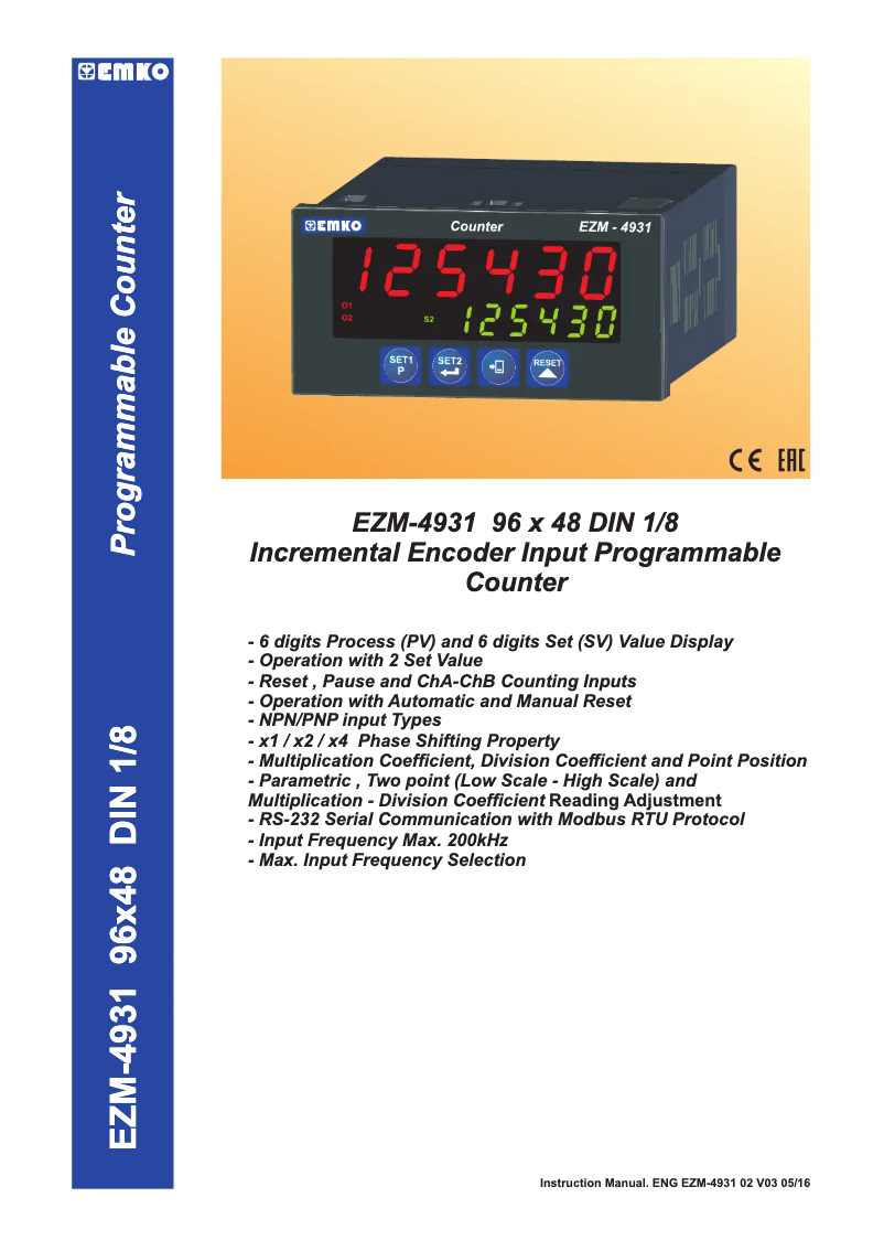 Image de la première page du manuel de l'appareil EZM-4931