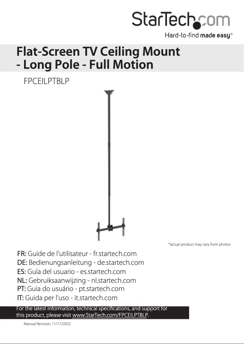 Page 1 de la notice Manuel utilisateur StarTech.com FPCEILPTBLP