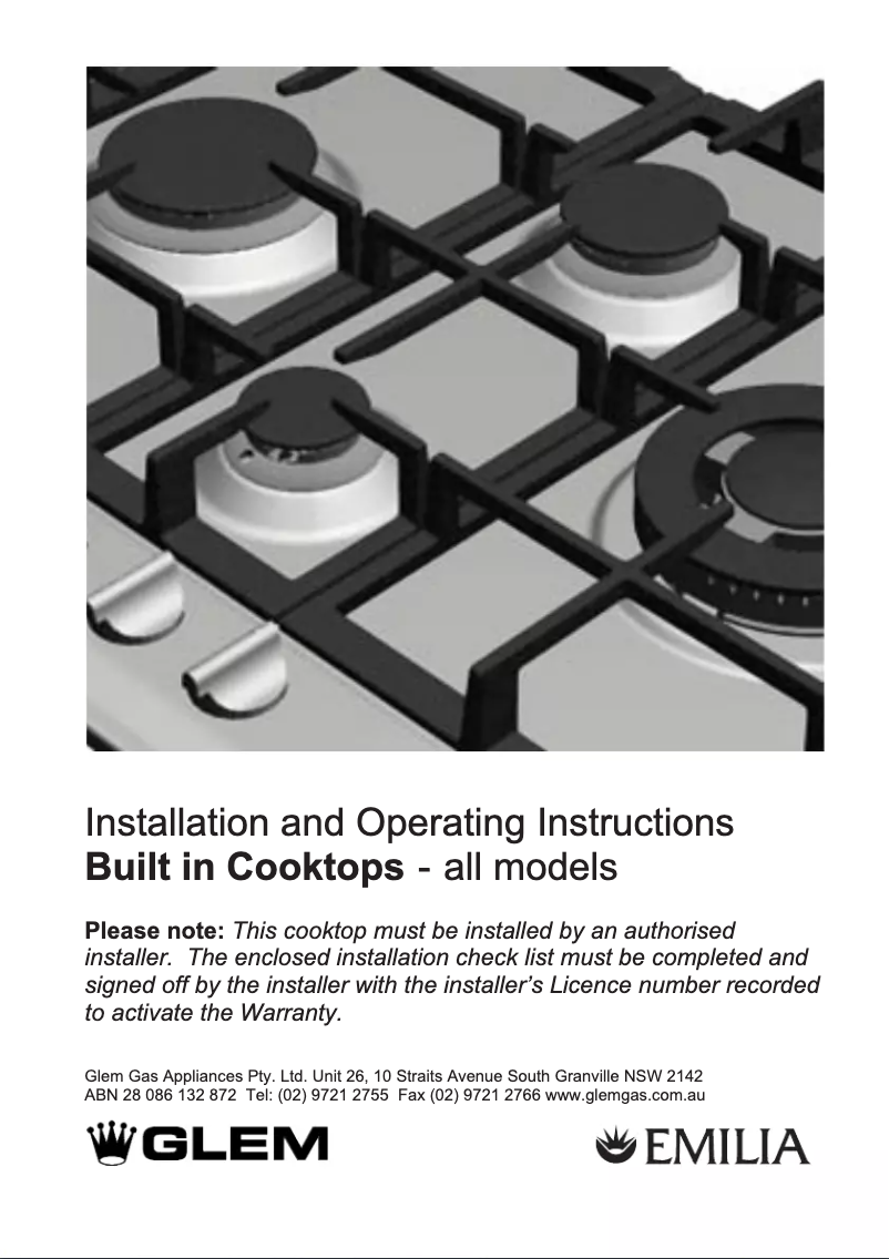 Page 1 de la notice Instructions / montage Glem Gas FC75GSWI