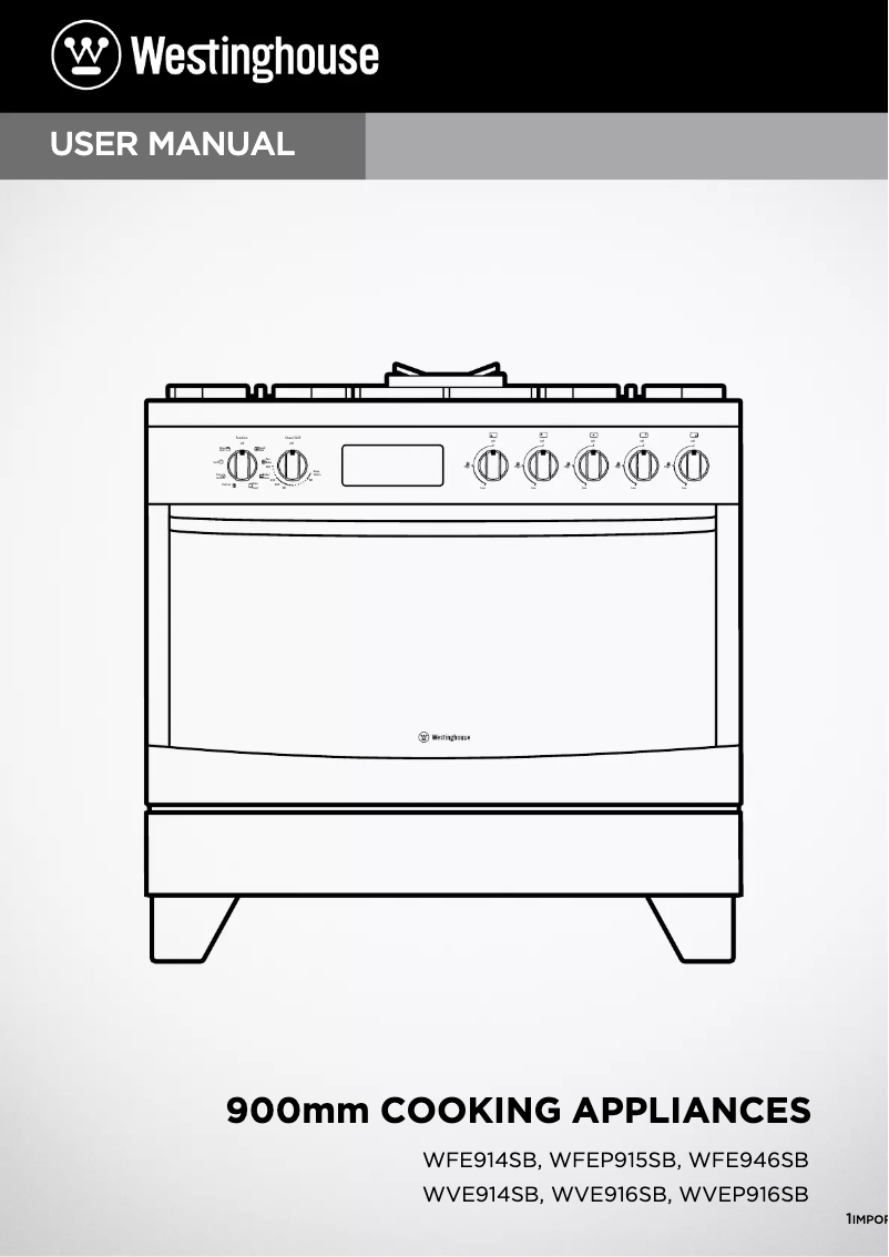 Page 1 de la notice Manuel utilisateur Westinghouse WVEP916SB