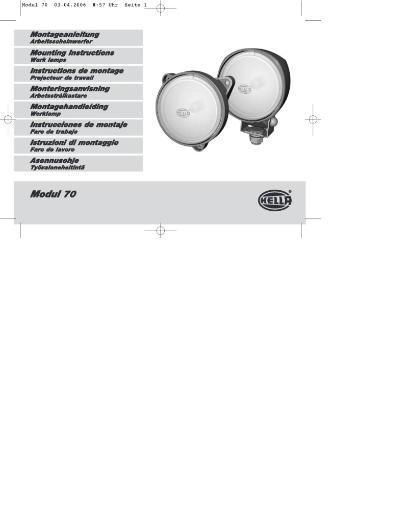 Page 1 de la notice Manuel utilisateur Hella Modul 70