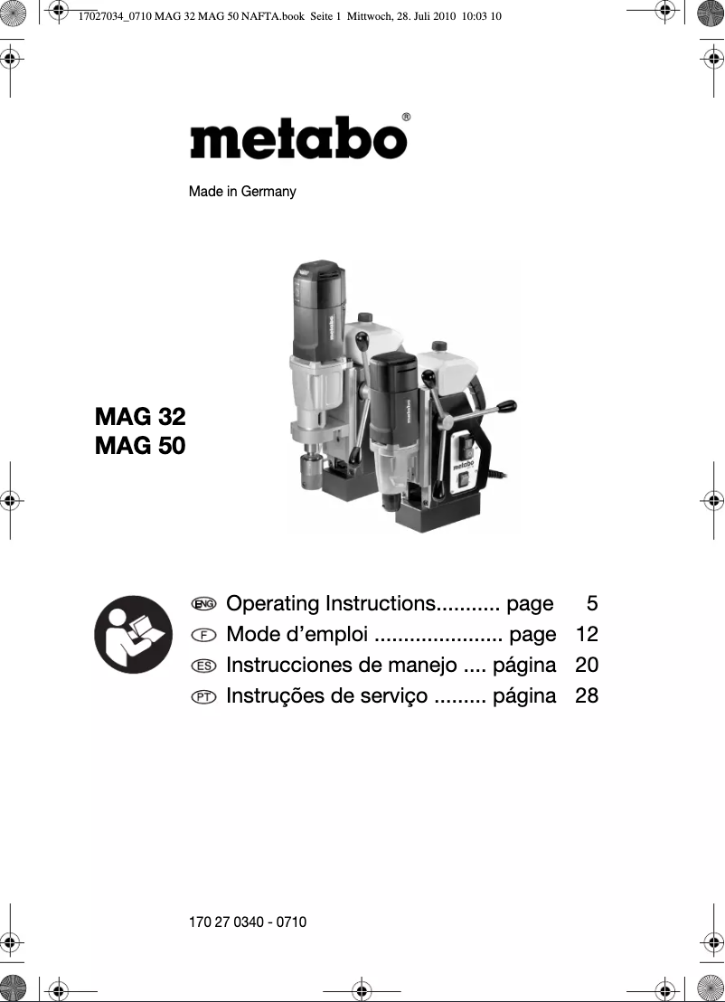 Image de la première page du manuel de l'appareil MAG 50