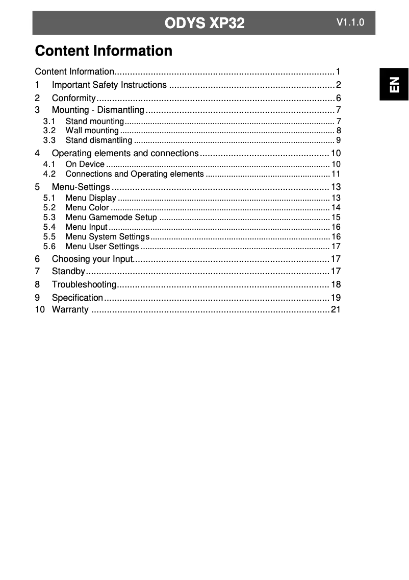 Image de la première page du manuel de l'appareil XP32