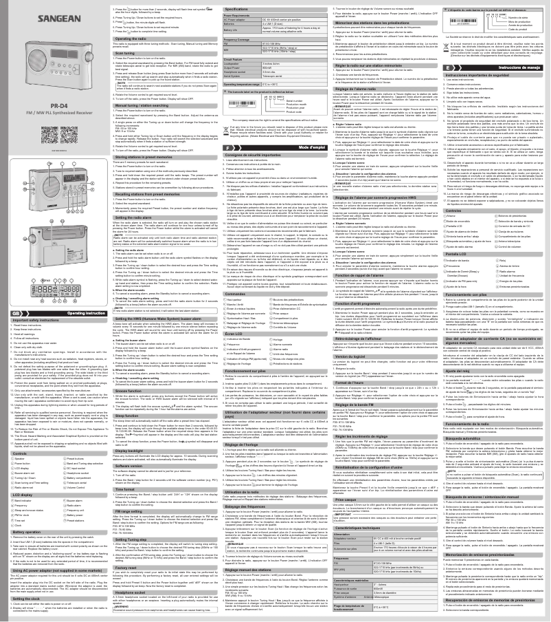 Image de la première page du manuel de l'appareil PR-D4