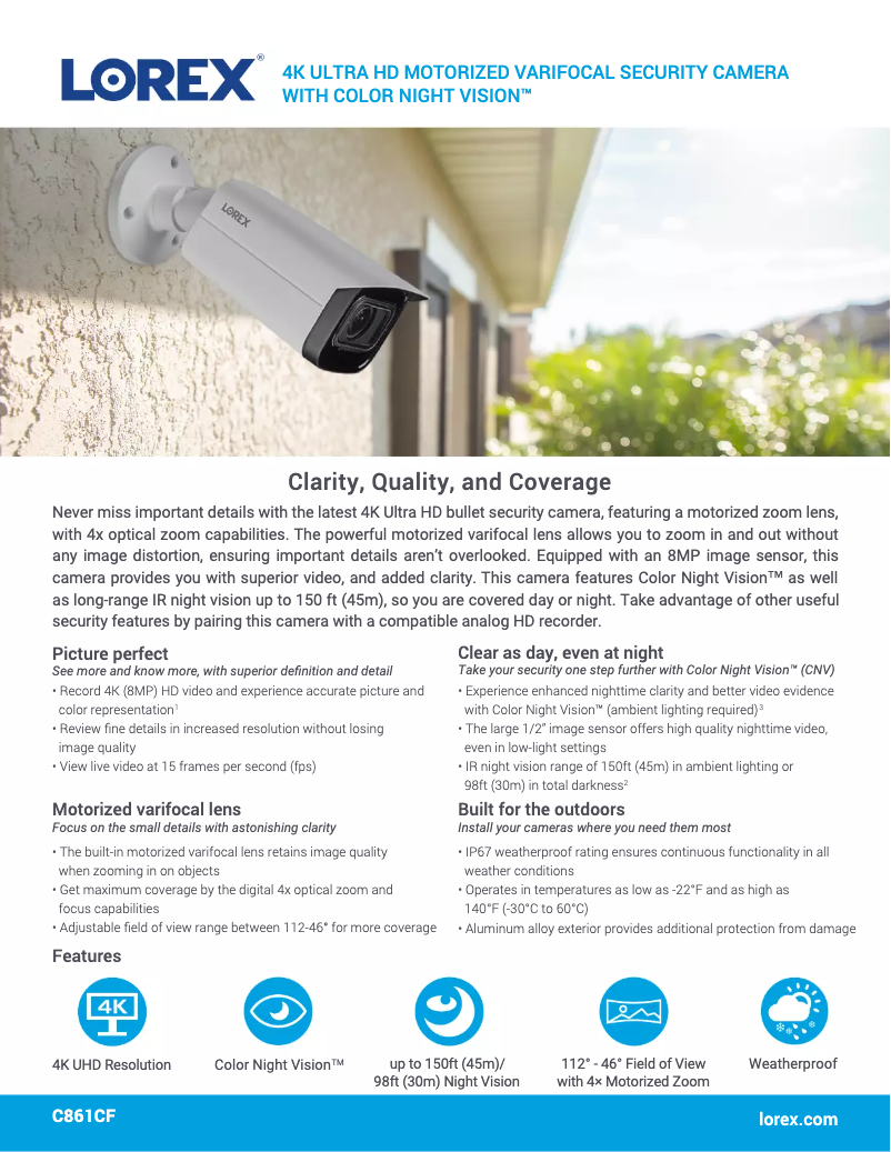Page n°1 - Fiche technique Lorex C861CF
